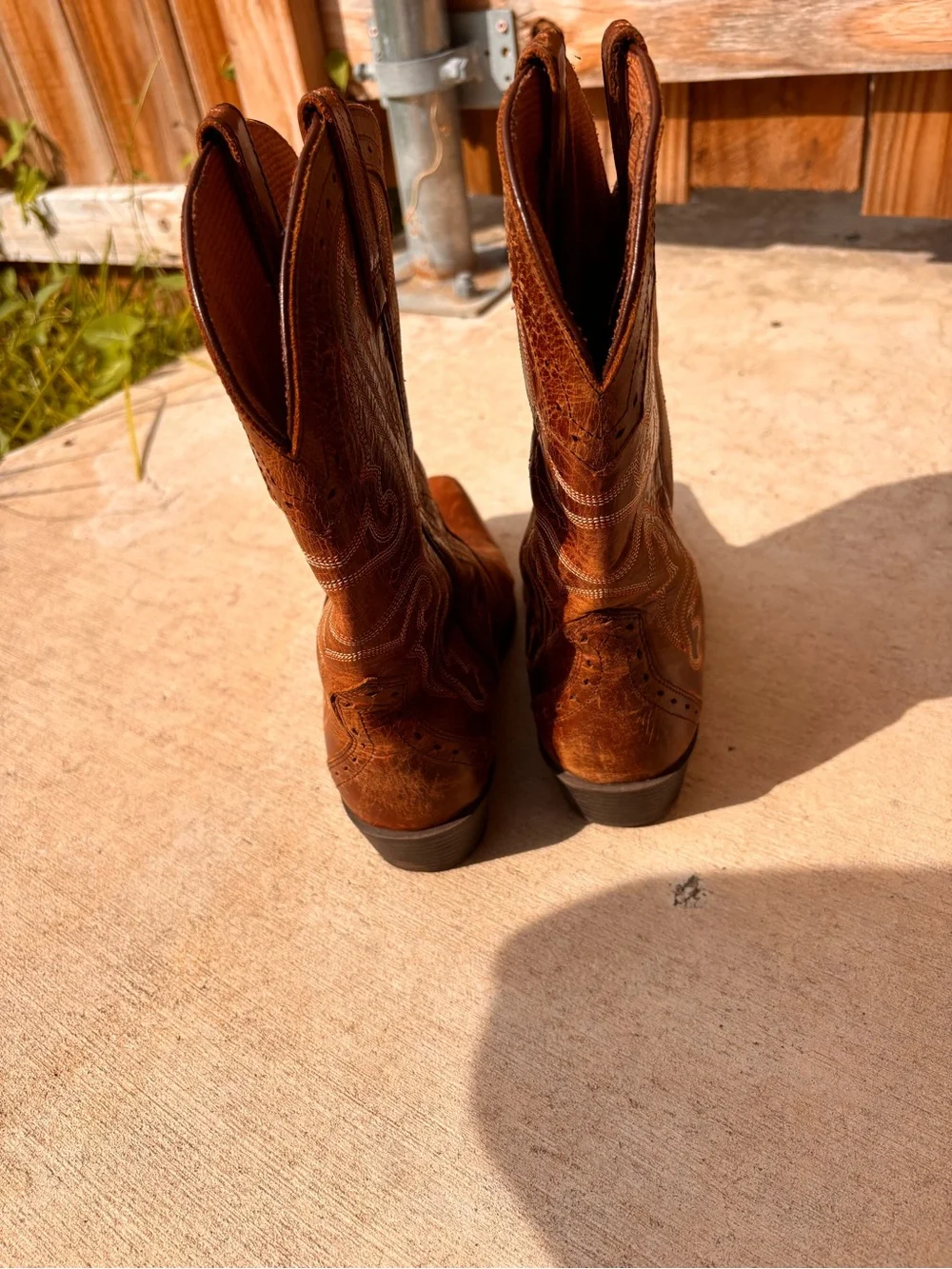 Ariat Cognac Brown Western Embroidered Leather Cowboy Boots